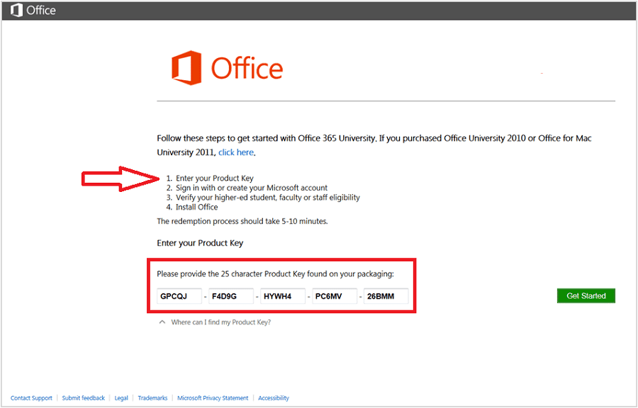 enter your product key microsoft office 365